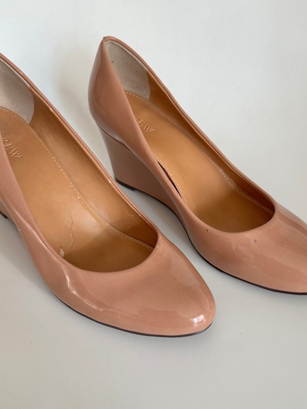 J.Crew Womens Blush Patent Leather Sylvia Wedge Heels 9.5 Academia Preppy Office